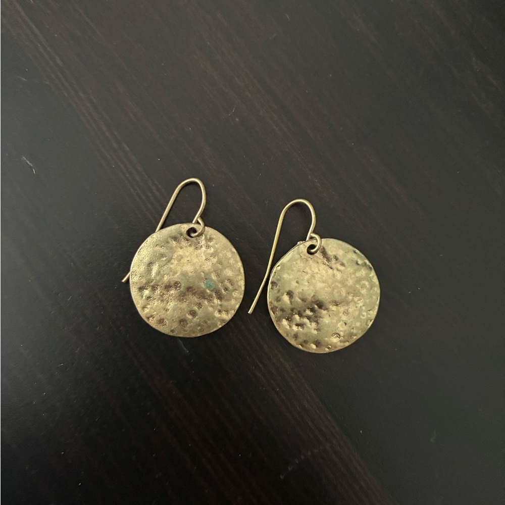 Elegant Gold Hammered Disc Earrings